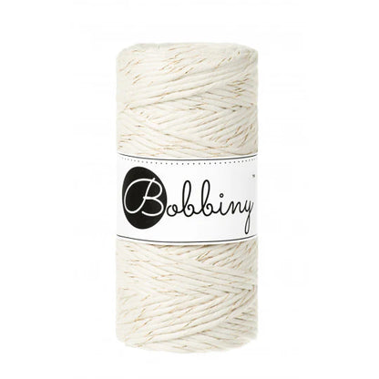 Klubíčko 10/20 m - Bobbiny macramé 3 mm regular - GOLDEN verze (se zlatou nitkou, rozčesatelná))