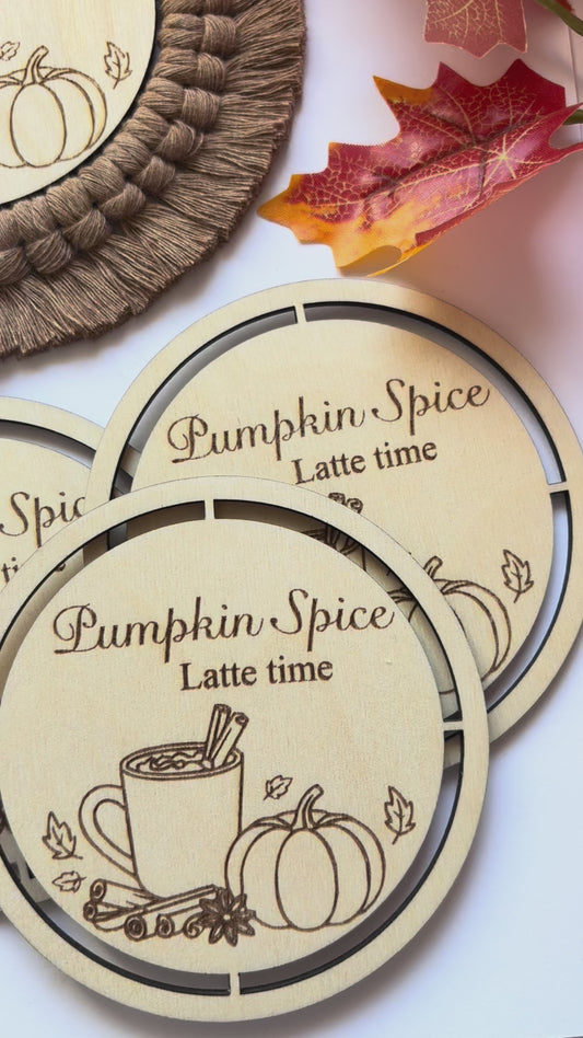 Dřevěný podtácek pro Macramé a Háčkování- PUMPKIN SPICE LATTE
