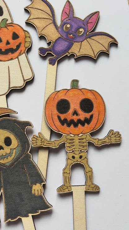 Dřevěné zápichy k domalování - HALLOWEEN