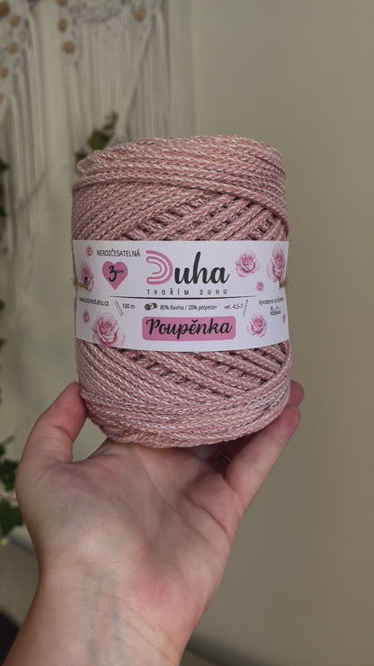 Duhová příze 3 mm - 🌸 POUPĚNKA (nerozčesatelná)