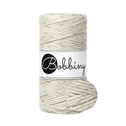 Klubíčko 10/20 m - Bobbiny macramé 3 mm regular - GOLDEN verze (se zlatou/stříbrnou nitkou/rozčesatelná)