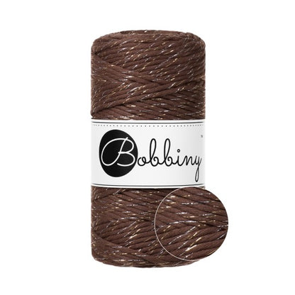 Klubíčko 10/20 m - Bobbiny macramé 3 mm regular - GOLDEN verze (se zlatou/stříbrnou nitkou/rozčesatelná)