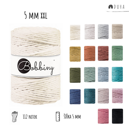 Bobbiny macramé XXL 5 mm regular (rozčesatelná)