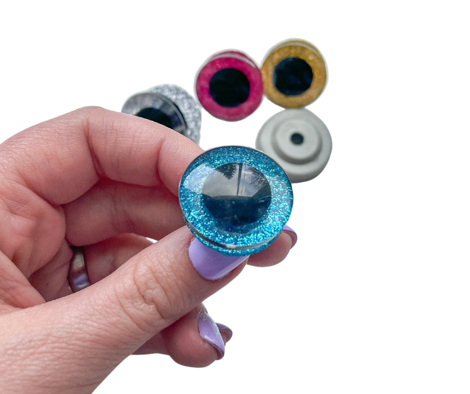 Třpytivé oči s pojistkou 25 mm (Macramé sova)