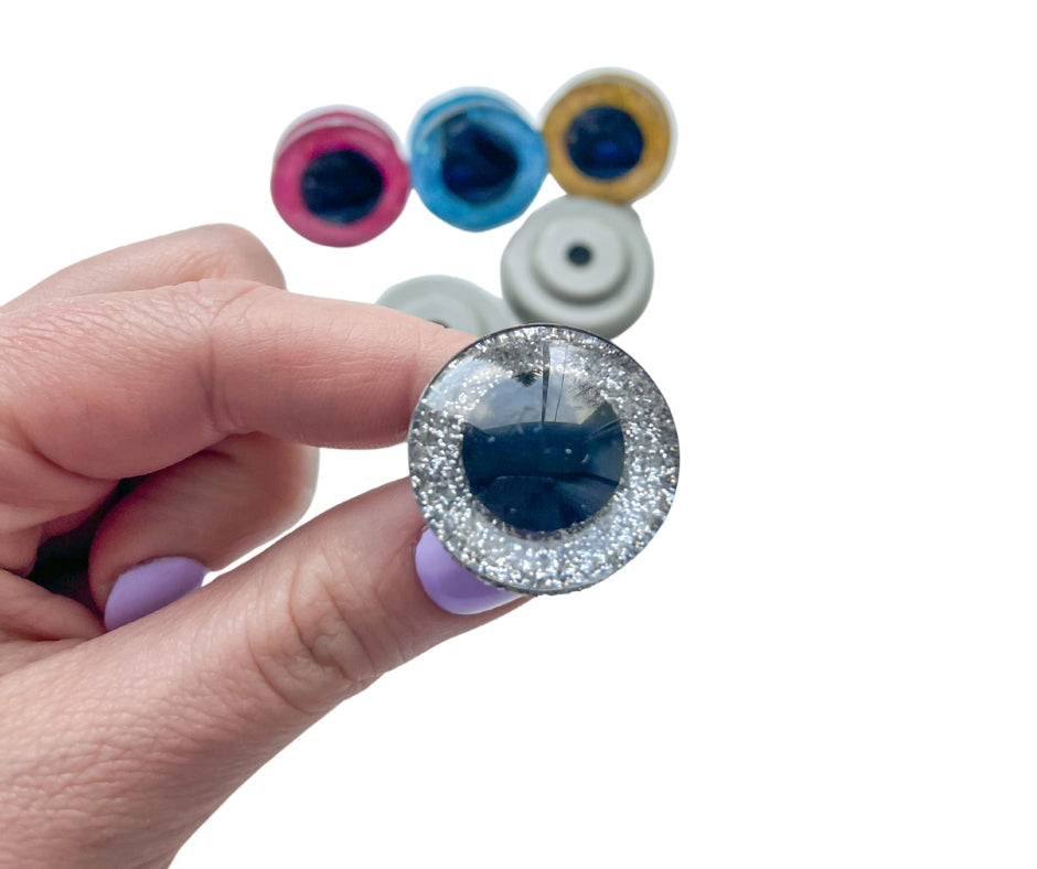 Třpytivé oči s pojistkou 25 mm (Macramé sova)