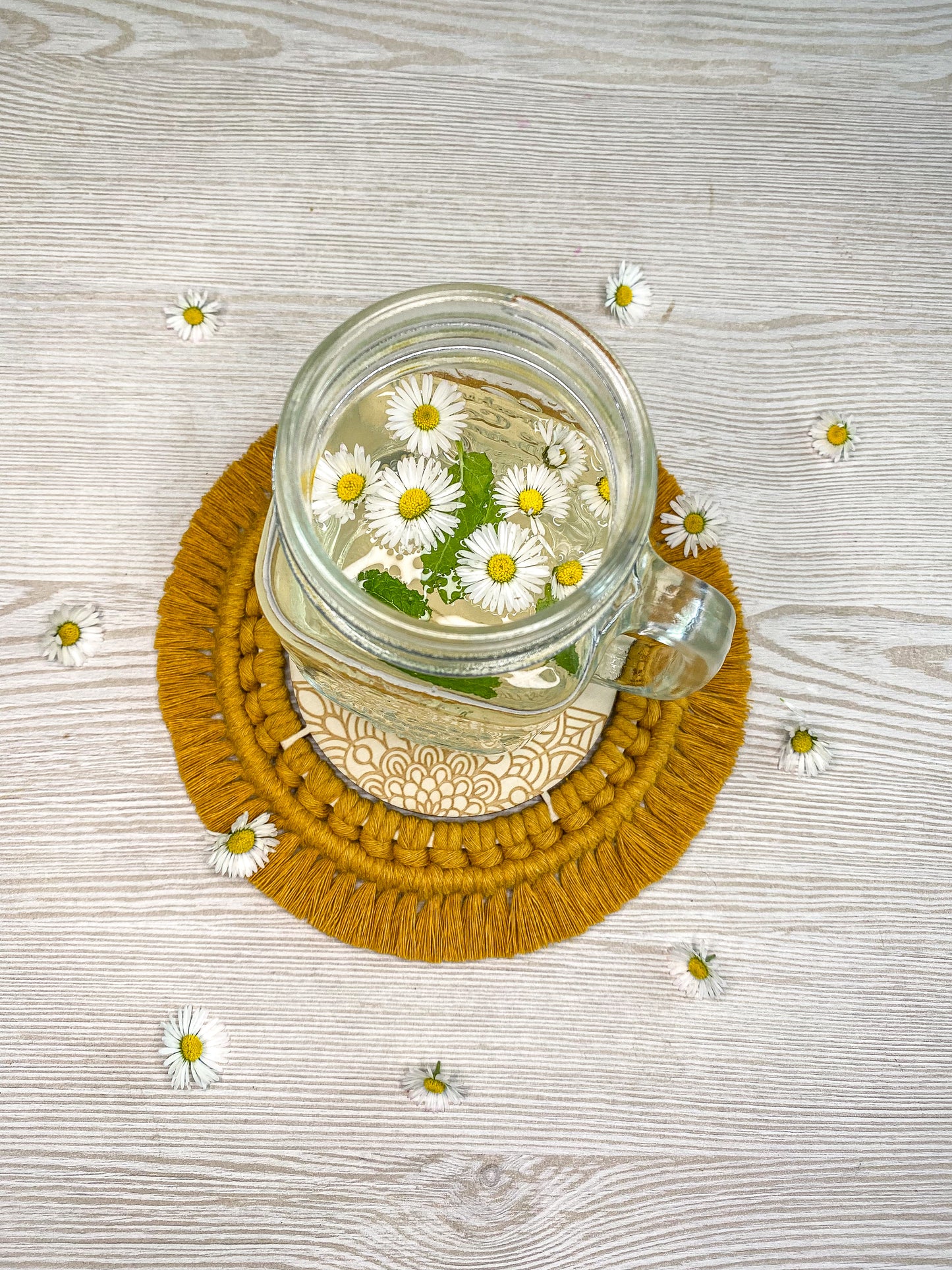 Kreativní sada - Dřevěný Macramé podtácek (více variant)