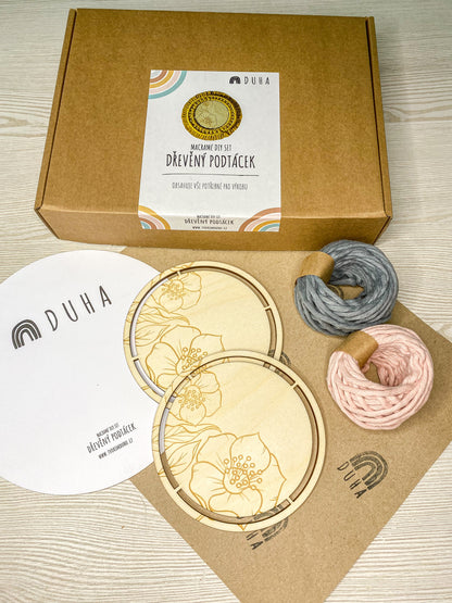 Kreativní sada - Dřevěný Macramé podtácek (více variant)