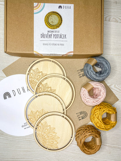 Kreativní sada - Dřevěný Macramé podtácek (více variant)