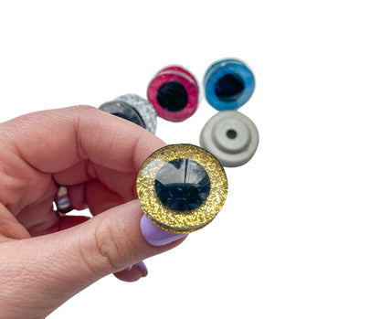 Třpytivé oči s pojistkou 25 mm (Macramé sova)