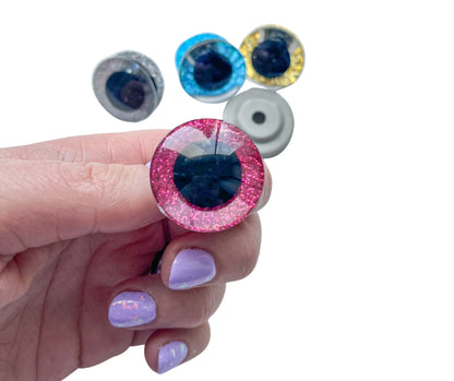 Třpytivé oči s pojistkou 25 mm (Macramé sova)